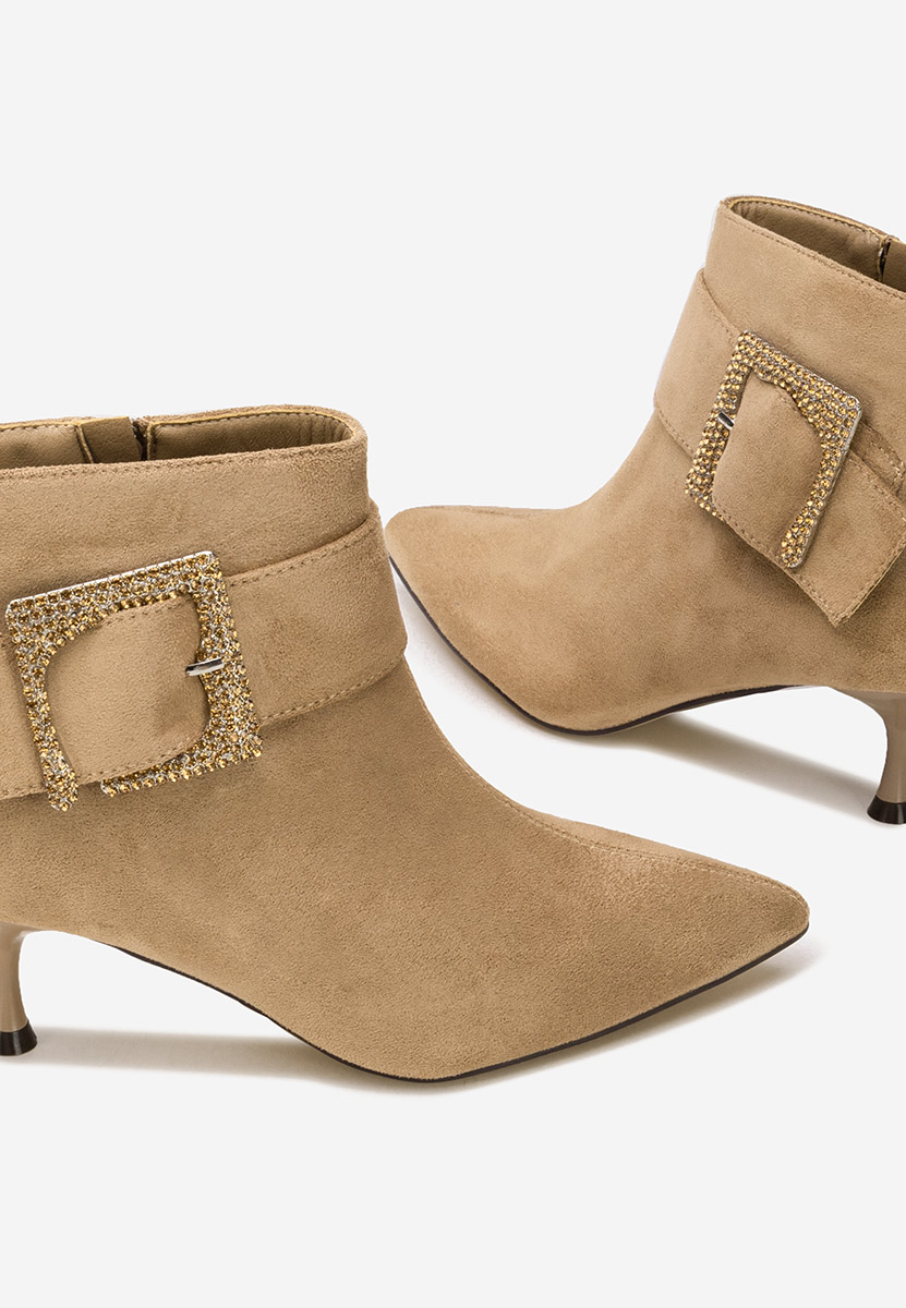 Khaki botki na szpilce Karlene