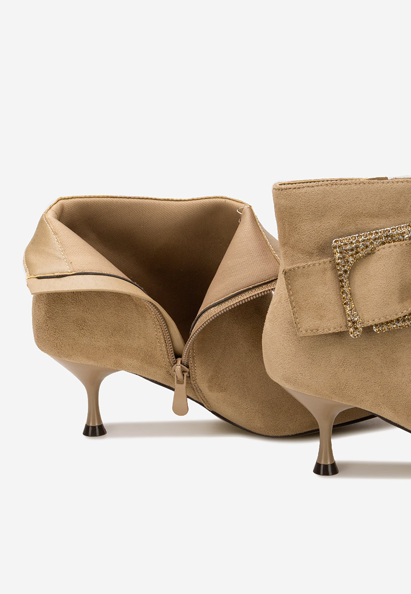 Khaki botki na szpilce Karlene