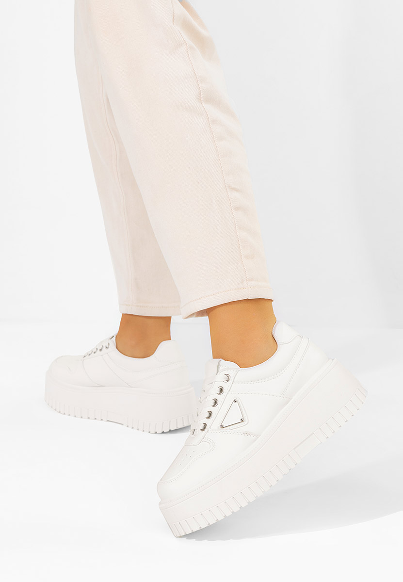 Białe sneakersy na platformie Madaline