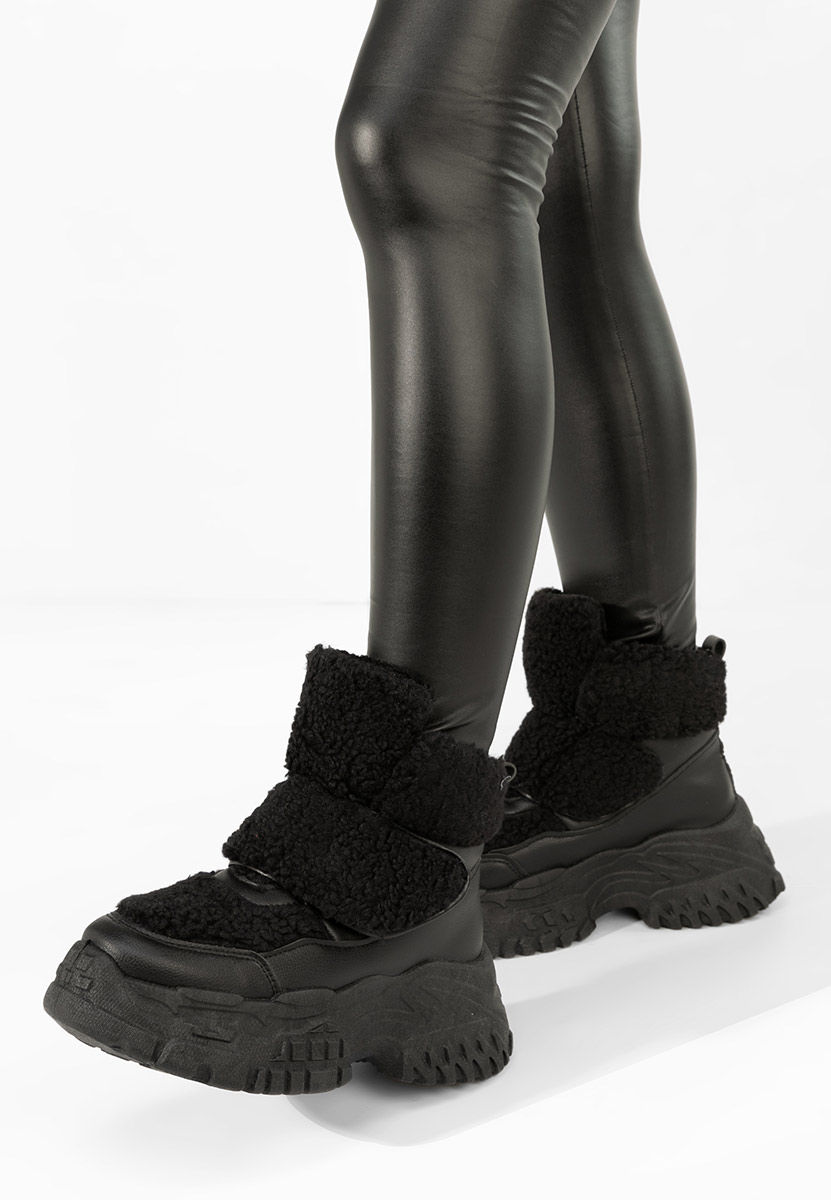 Czarne zimowe sneakersy damskie Comino