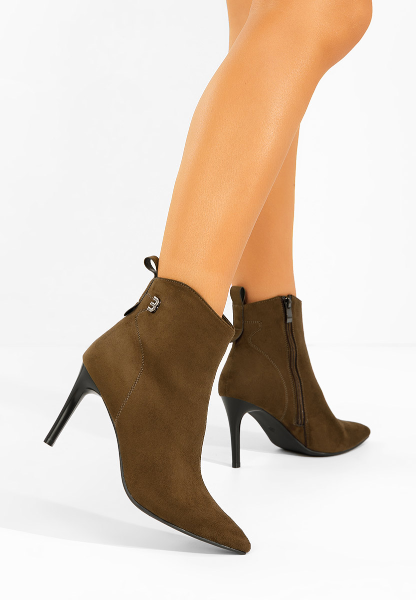 Brązowe botki na szpilce Vanessia