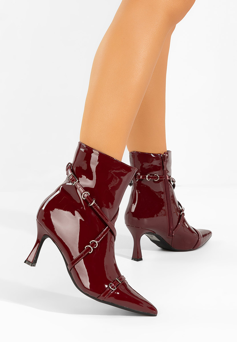 Bordowe botki na szpilce Marcelia