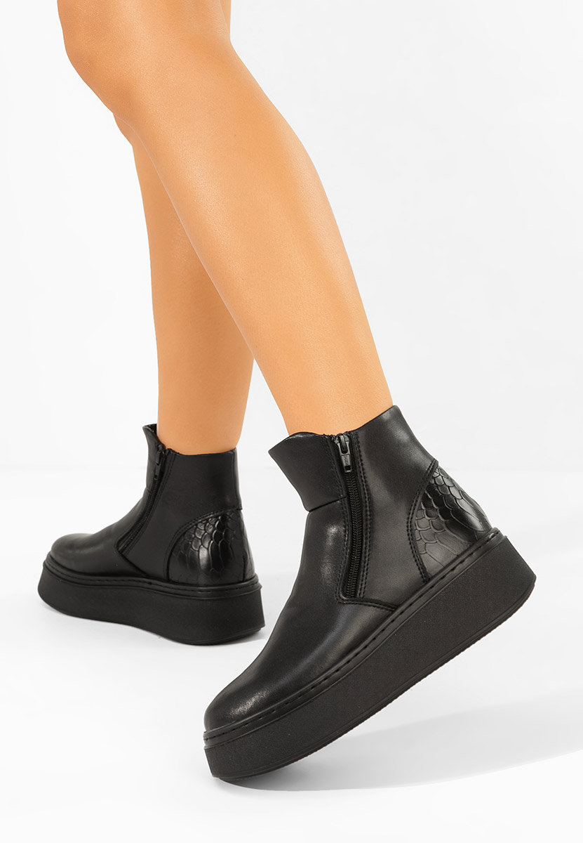 Czarne botki damskie skórzane Andiora V2