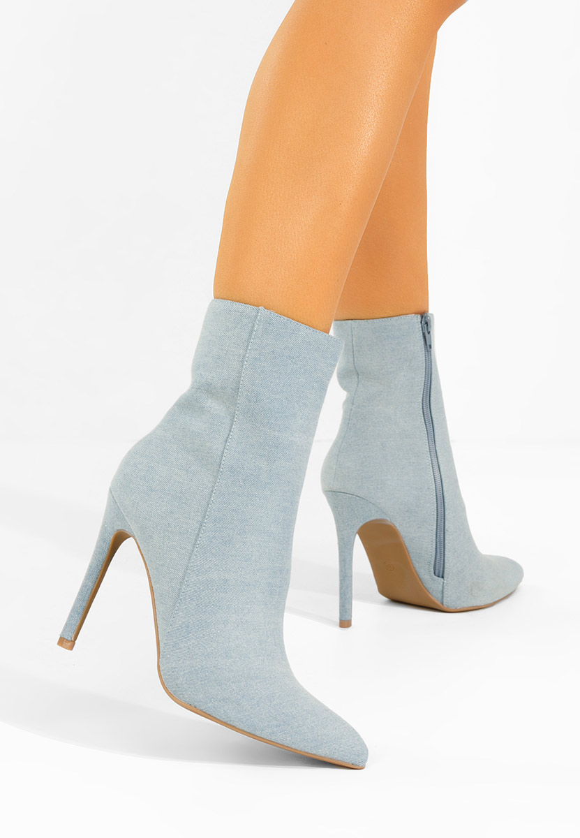 Granatowe botki na szpilce Cendria