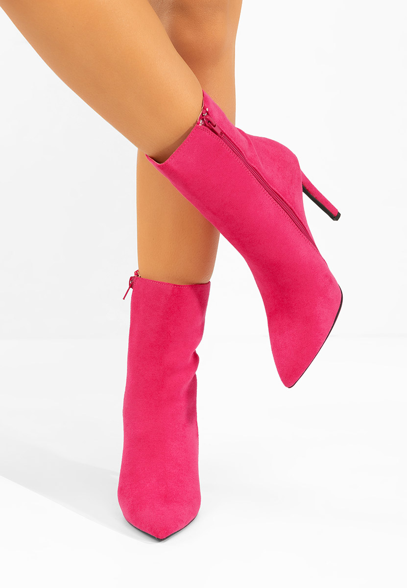 Fuksjowe botki na szpilce Cendria