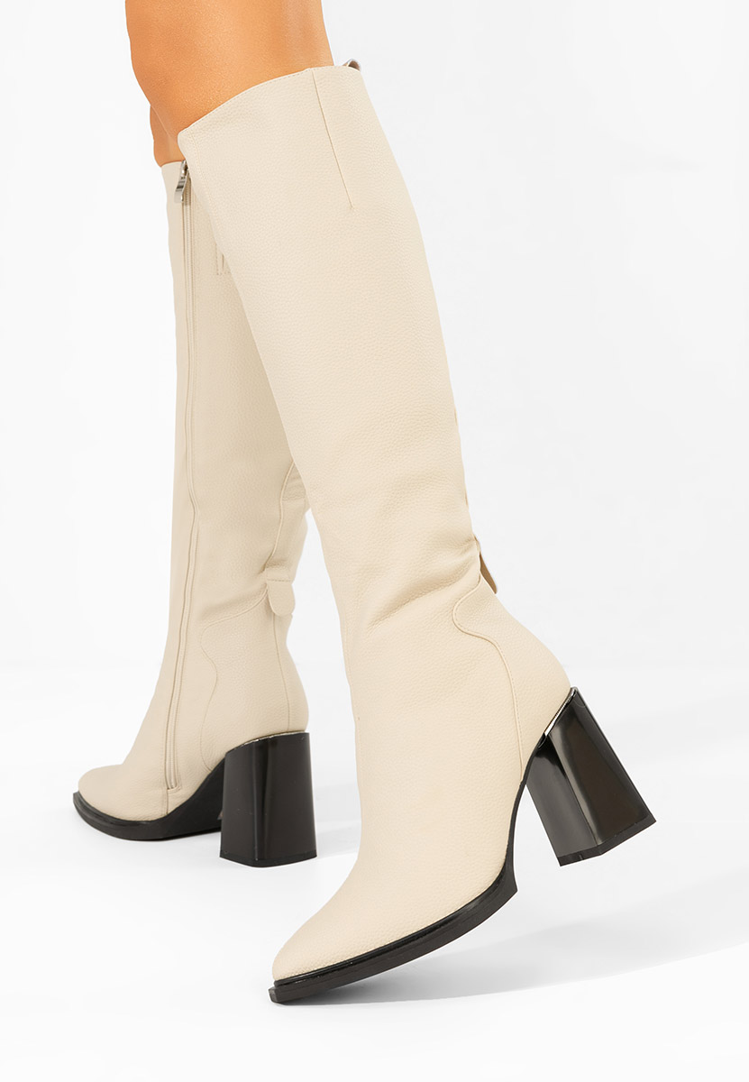 Beżowe kozaki na słupku Ricardia