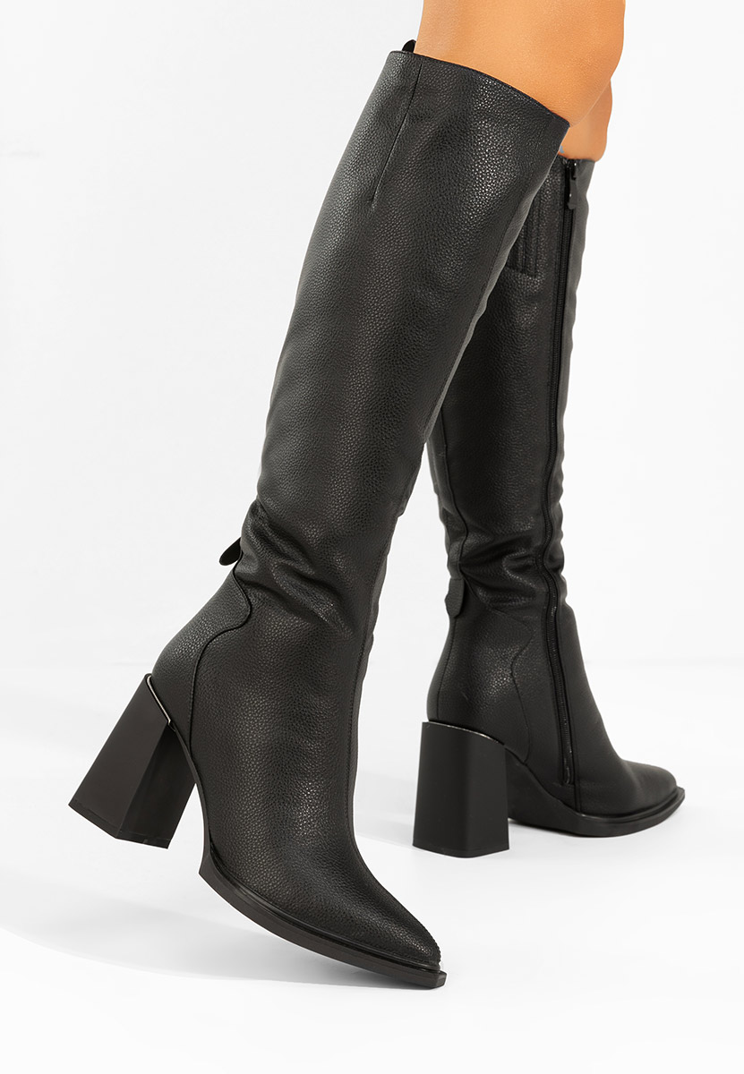 Czarne kozaki na słupku Ricardia V2