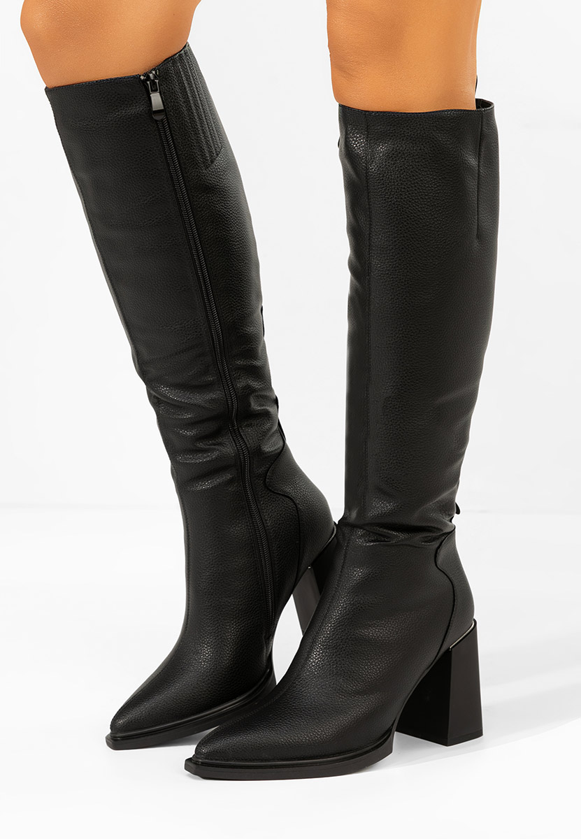 Czarne kozaki na słupku Ricardia V2