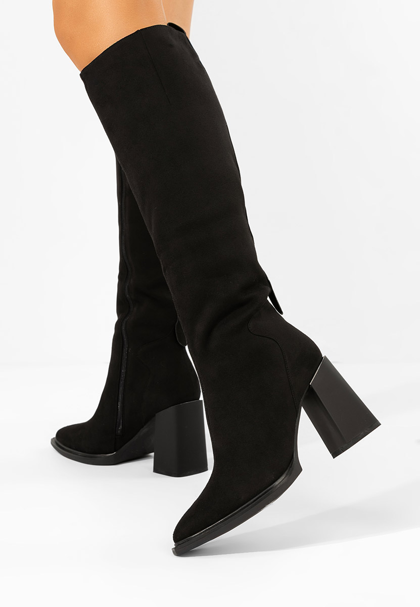 Czarne kozaki na słupku Ricardia V3