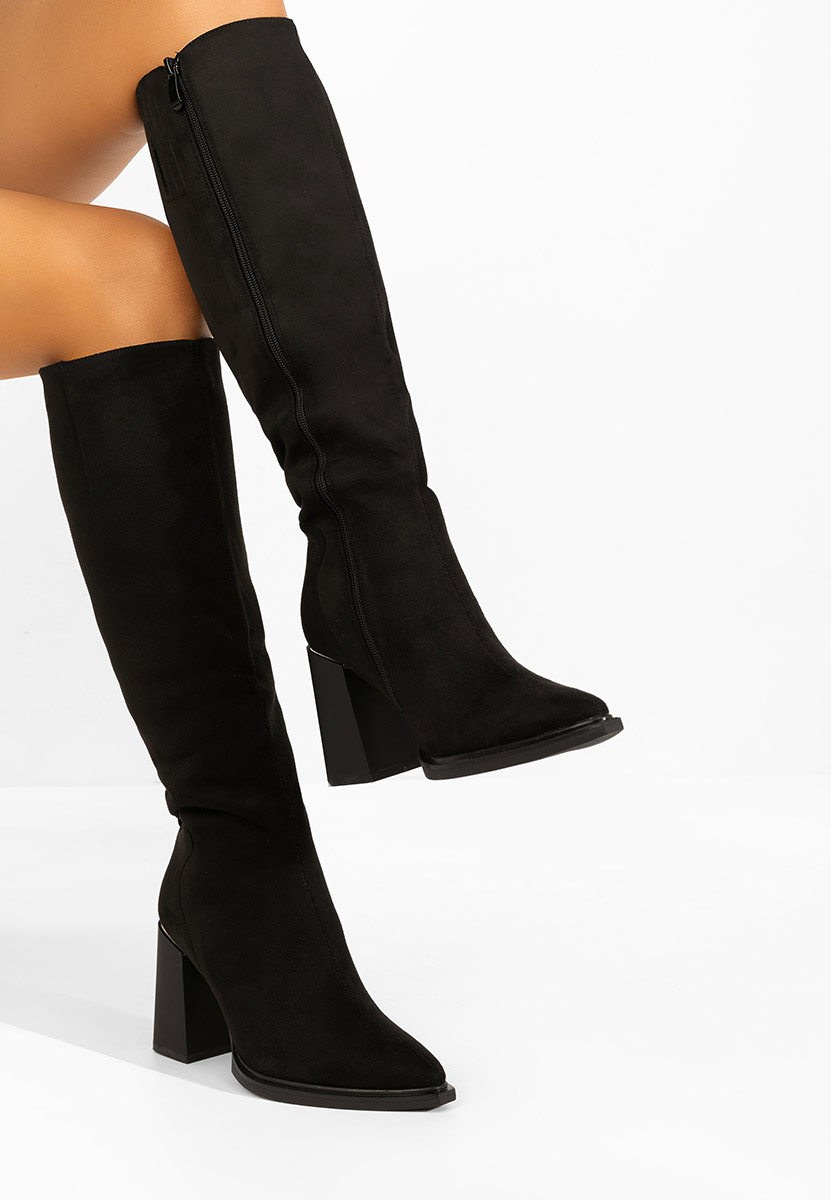 Czarne kozaki na słupku Ricardia V3