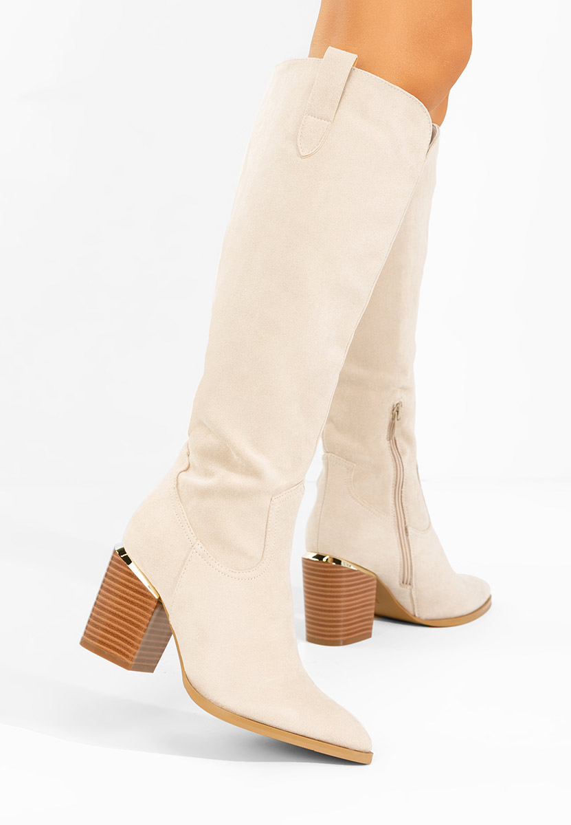 Beżowe kozaki na słupku Jasaria