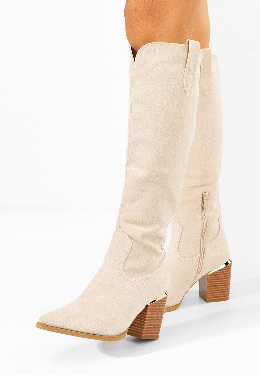 Beżowe kozaki na słupku Jasaria