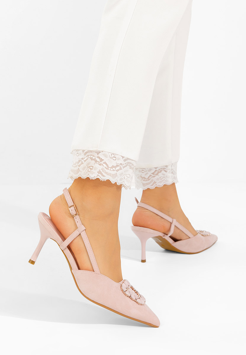 Różowe czółenka na słupku Slingback Castalia