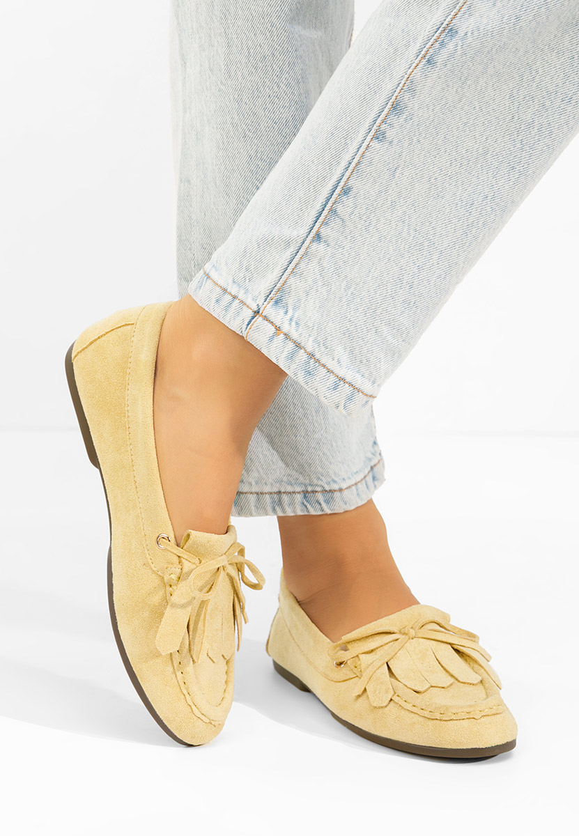 Żółte mokasyny damskie Calistia
