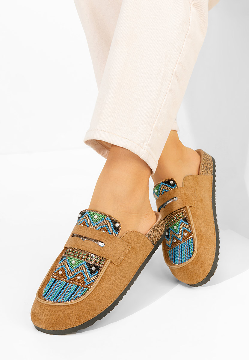 Camelowe drewniaki Marlie V2