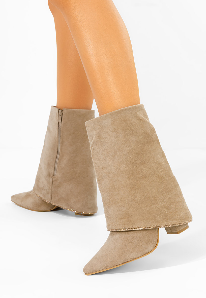 Khaki kozaki na obcasie Nelora