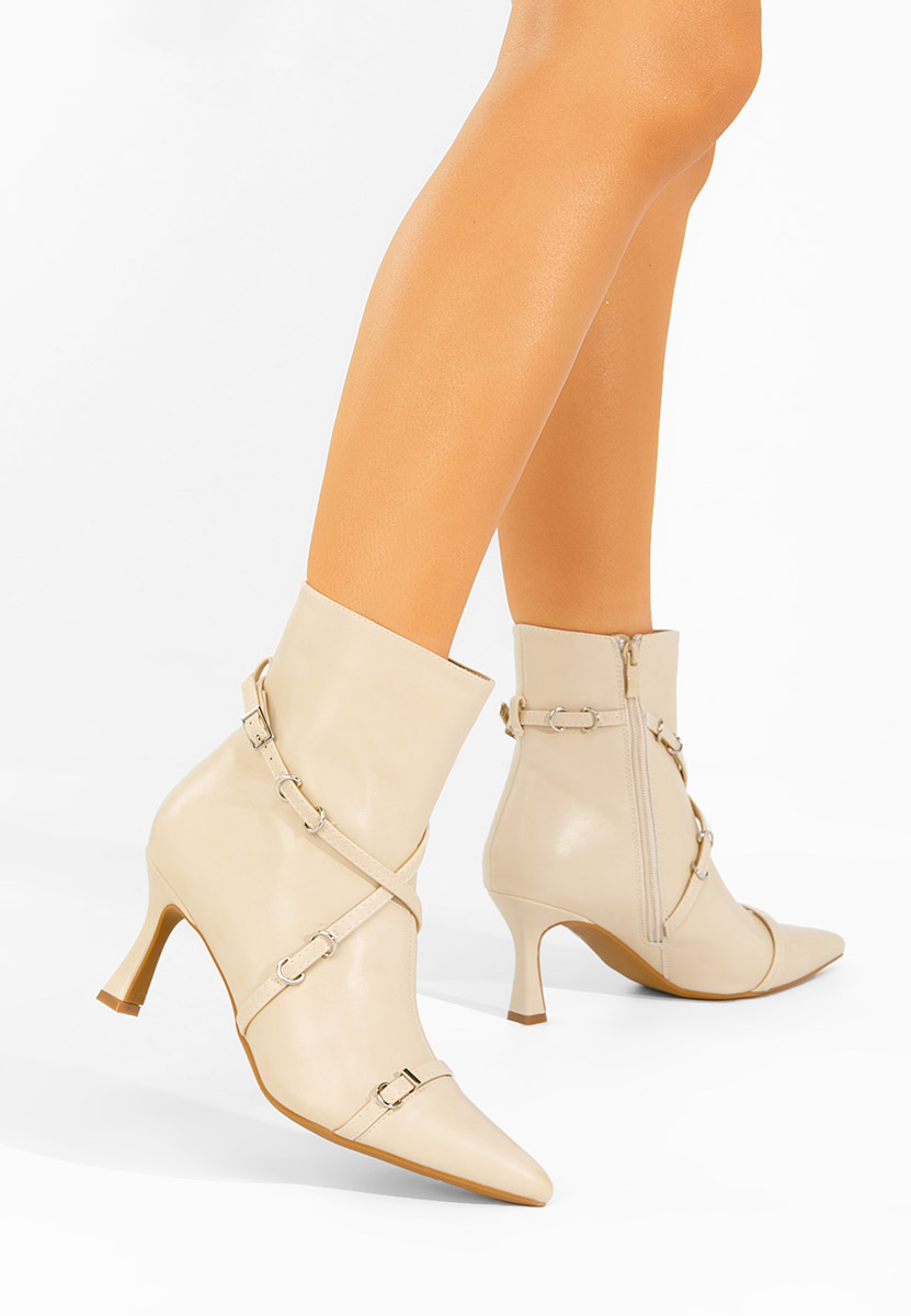 Beżowe botki na szpilce Marcelia V2