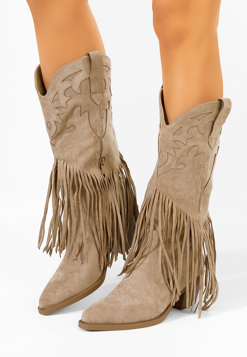 Khaki kozaki kowbojki damskie Jalira