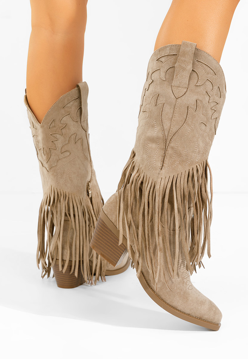 Khaki kozaki kowbojki damskie Jalira