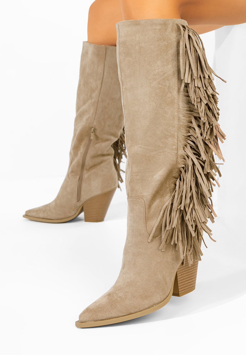 Khaki kozaki na słupku Brania