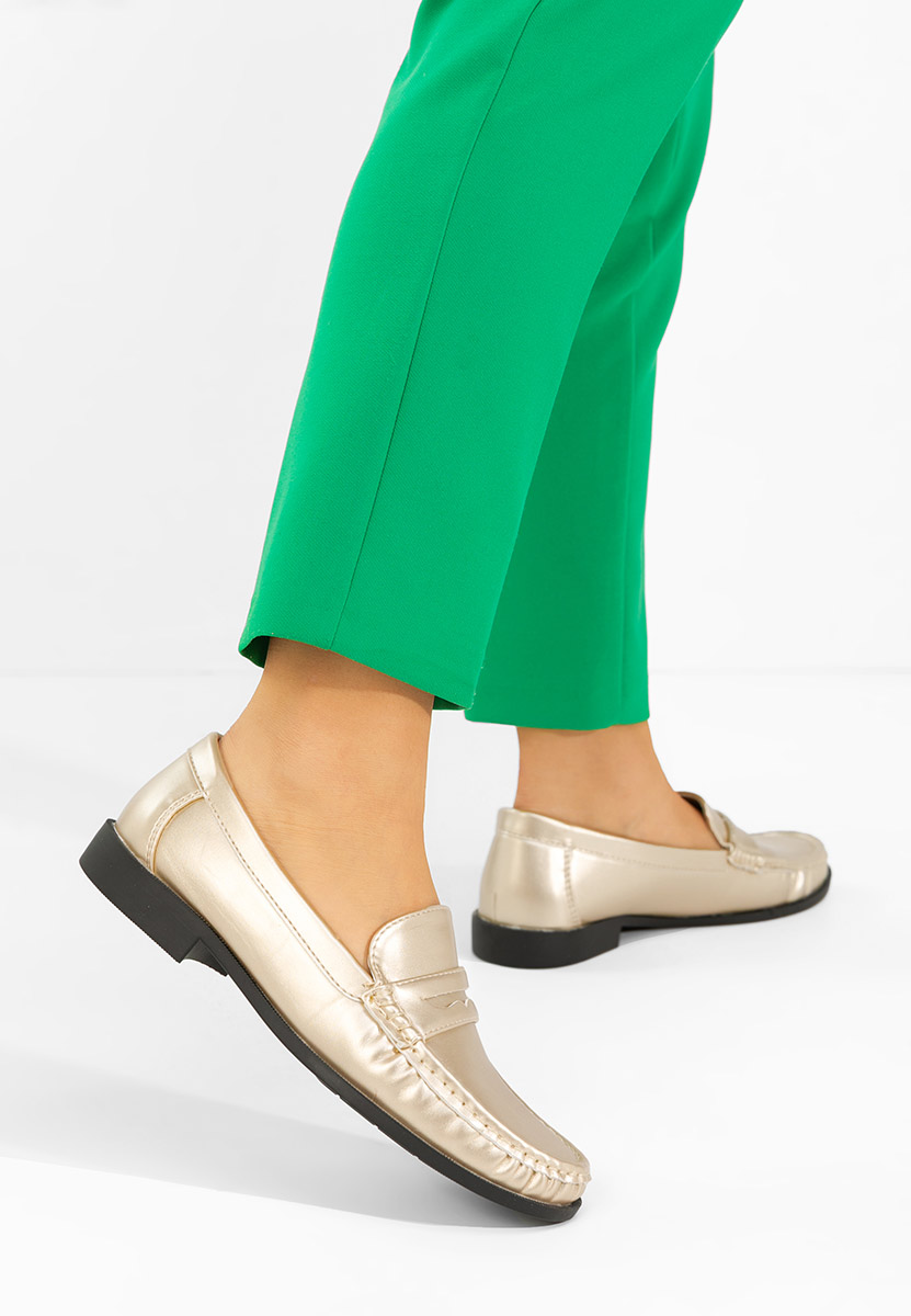 Złote mokasyny damskie Matildia