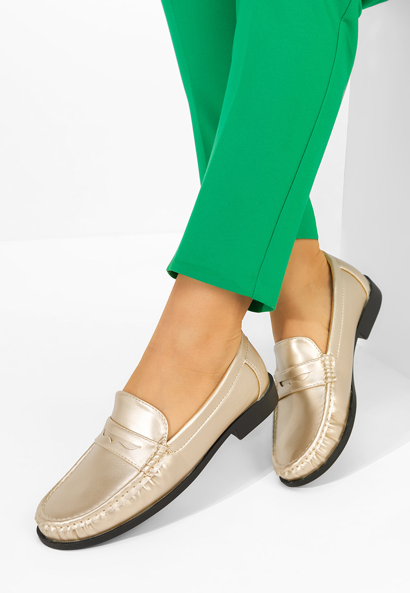 Złote mokasyny damskie Matildia