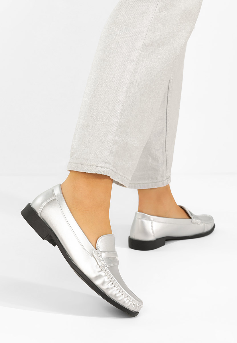 Srebrne mokasyny damskie Matildia