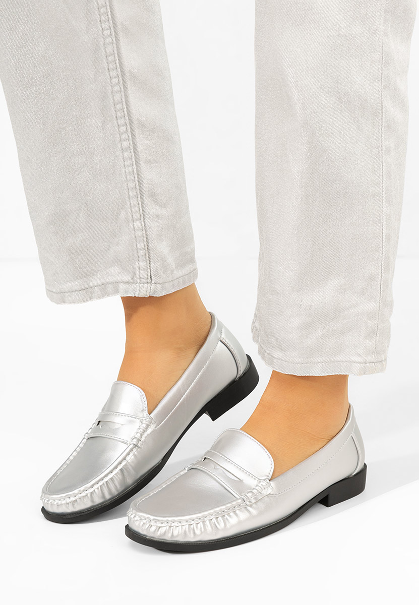 Srebrne mokasyny damskie Matildia