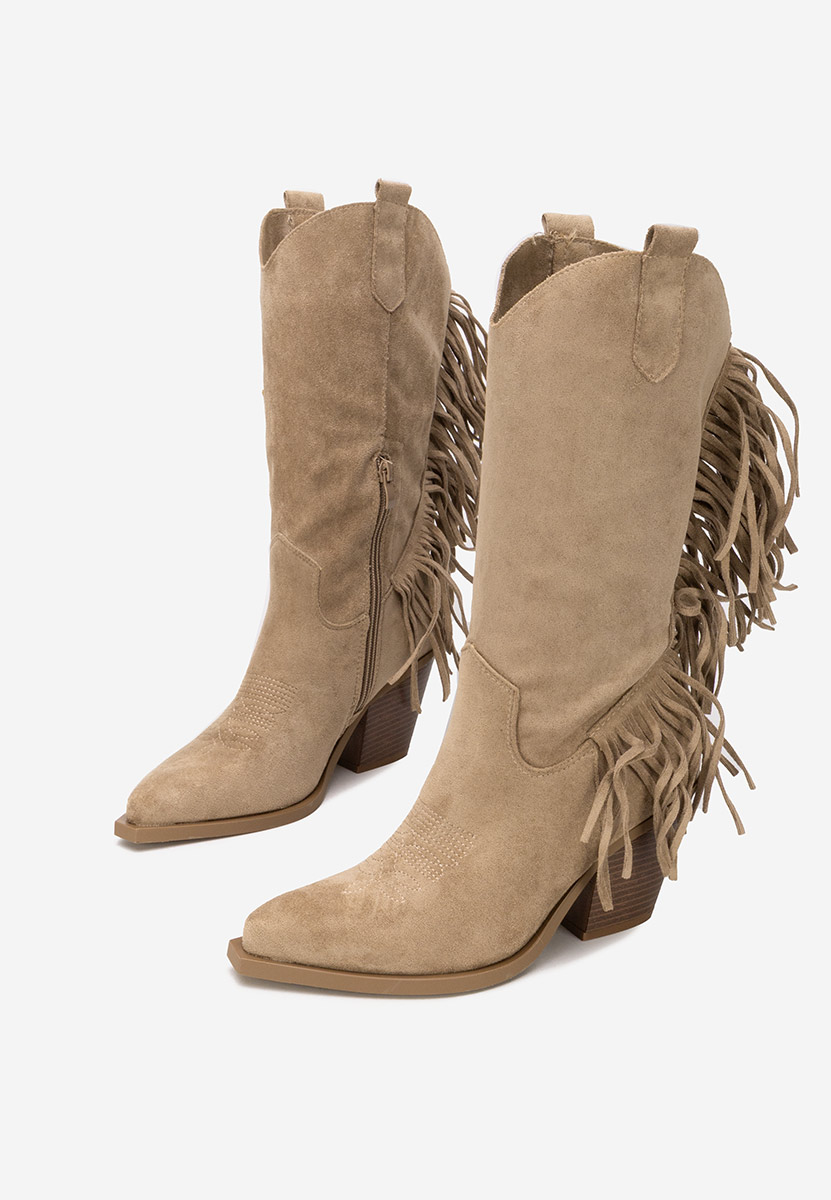 Khaki kozaki kowbojki damskie Givora