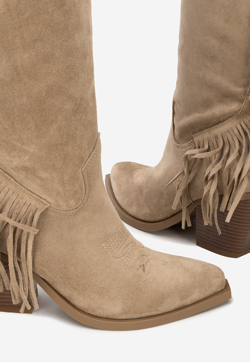 Khaki kozaki kowbojki damskie Givora