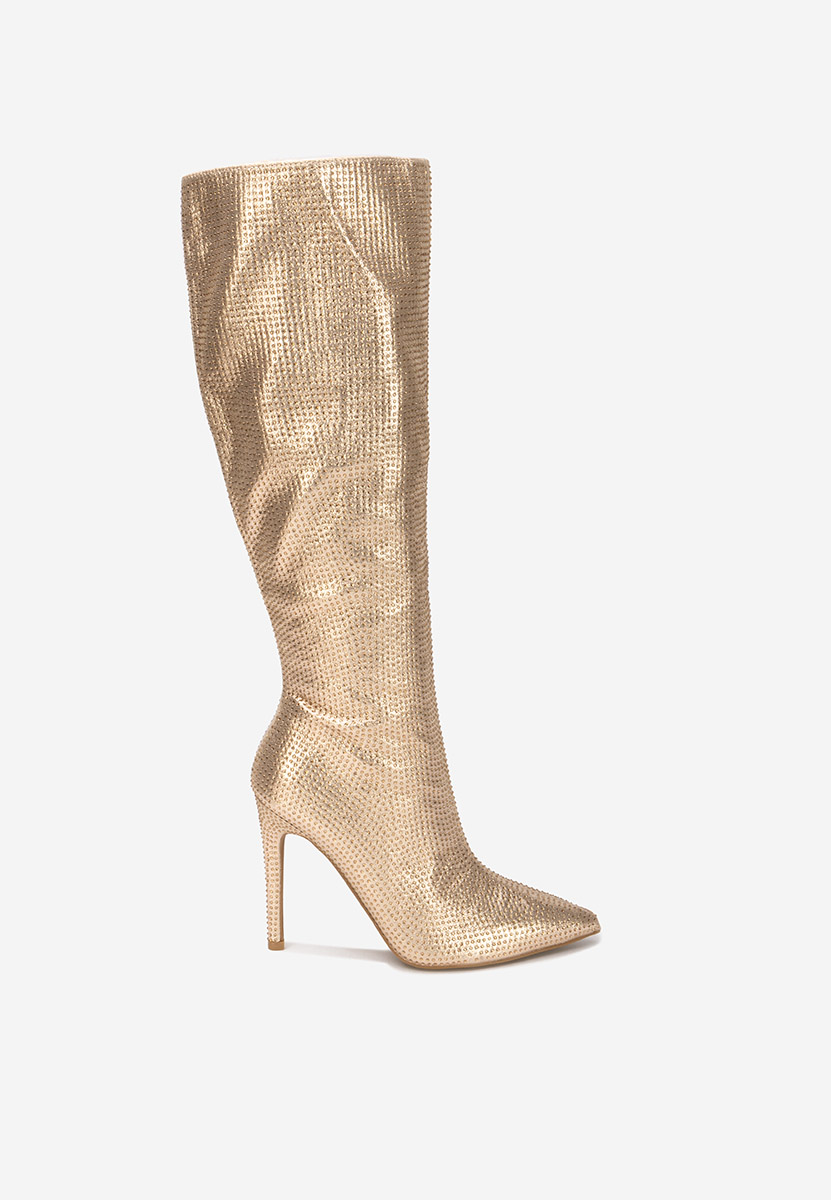 Złote kozaki na szpilce Minodora