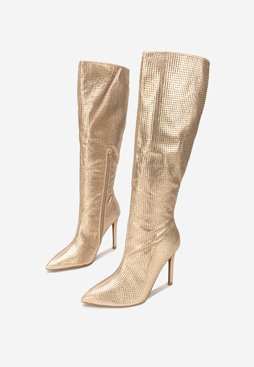 Złote kozaki na szpilce Minodora