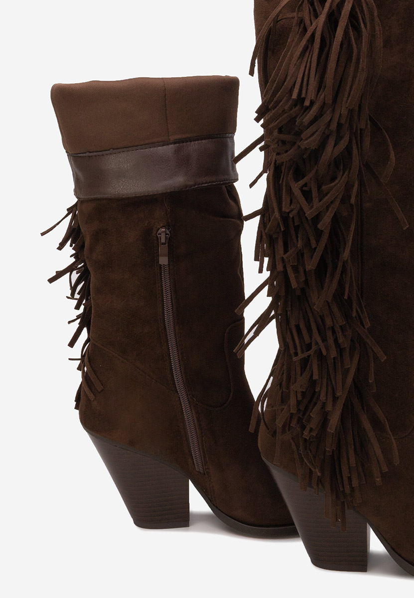 Brązowe kozaki na słupku Brania