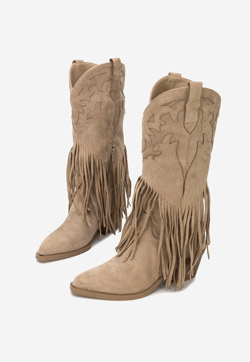 Khaki kozaki kowbojki damskie Jalira