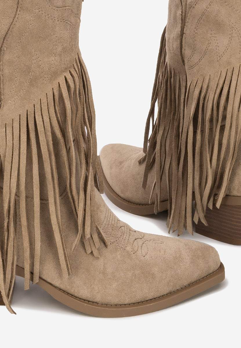 Khaki kozaki kowbojki damskie Jalira