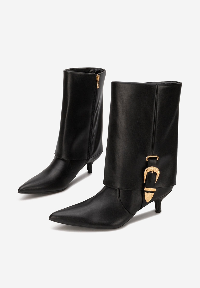 Czarne kozaki na obcasie Arvenia