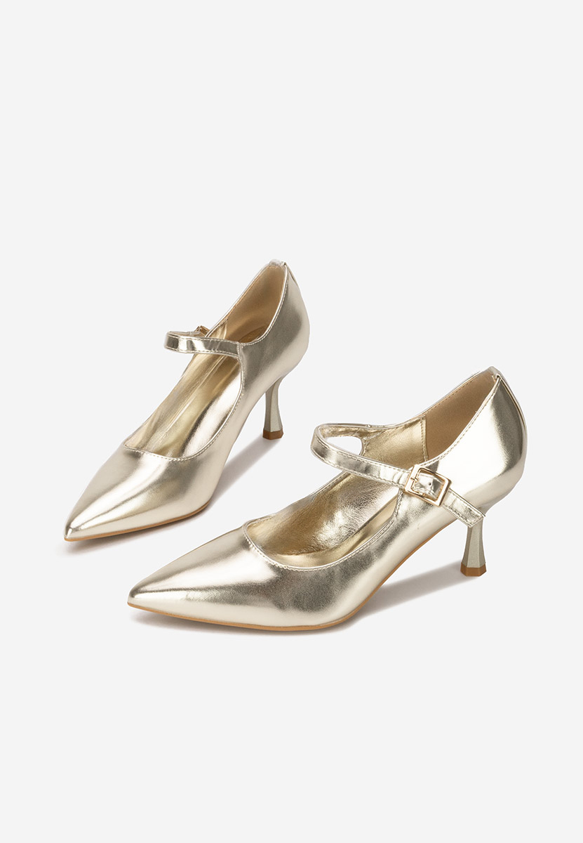 Złote czółenka na szpilce Rosilla