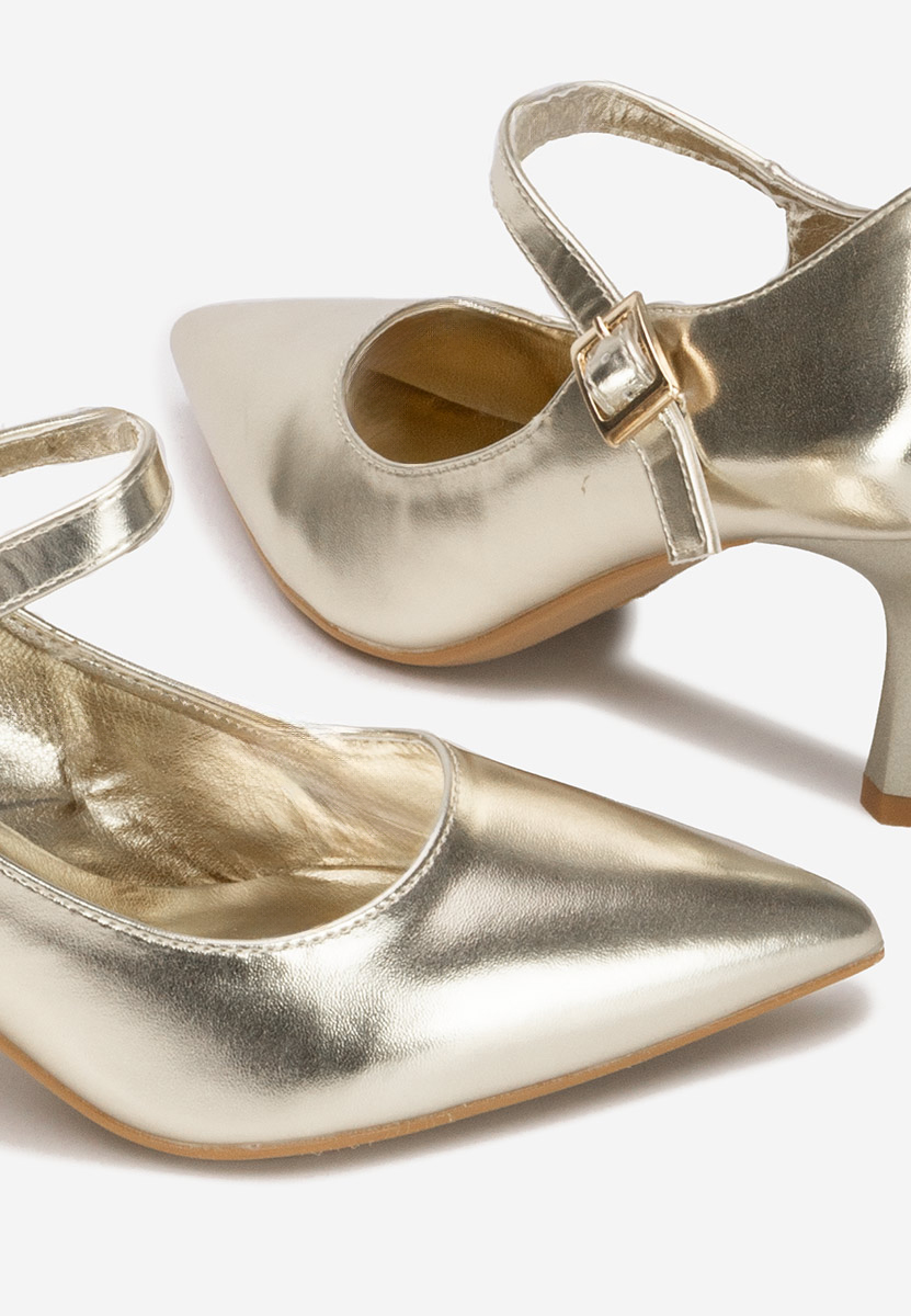 Złote czółenka na szpilce Rosilla