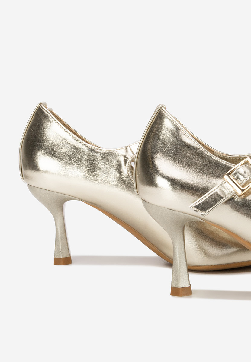 Złote czółenka na szpilce Rosilla