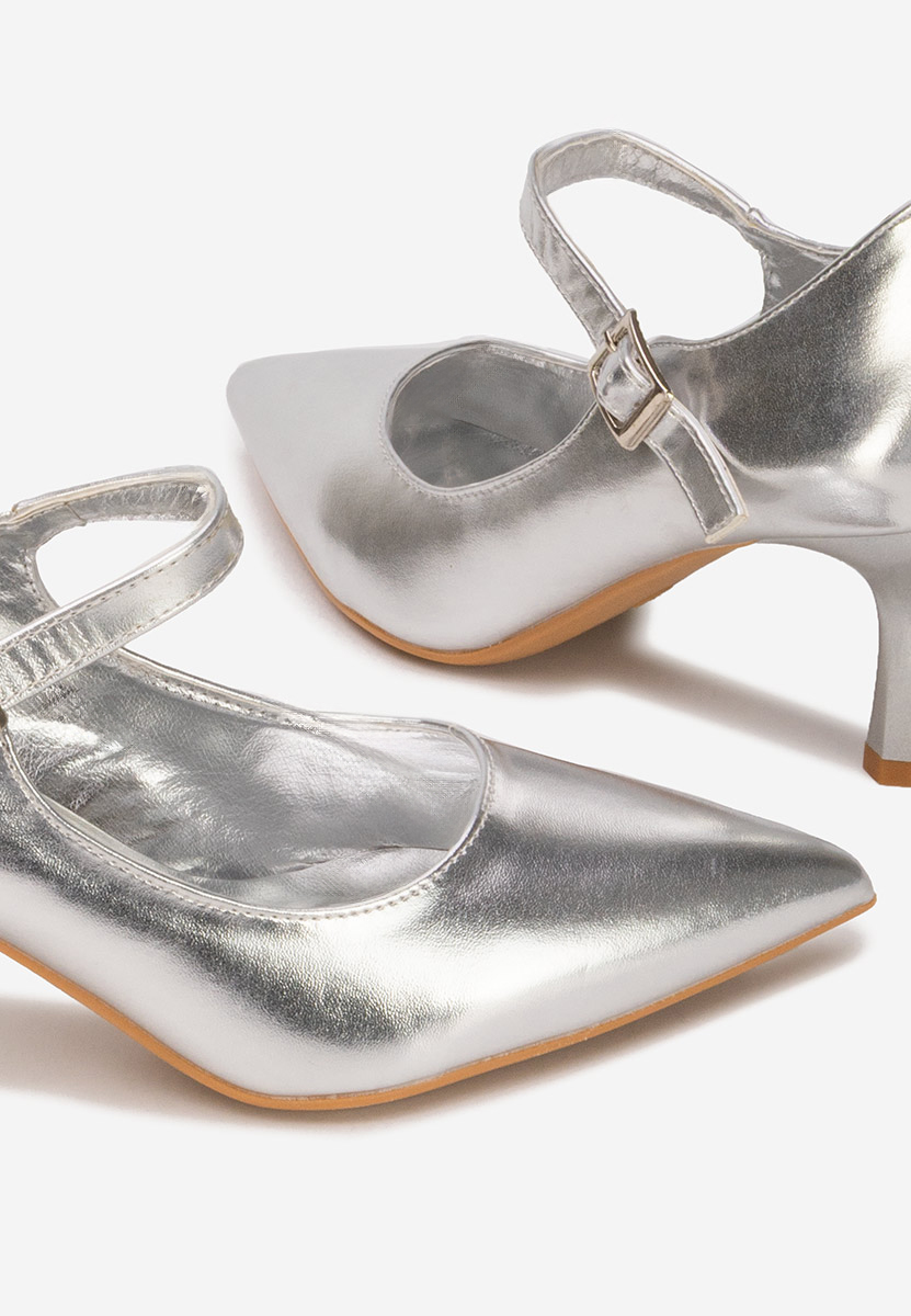 Srebrne czółenka na szpilce Rosilla