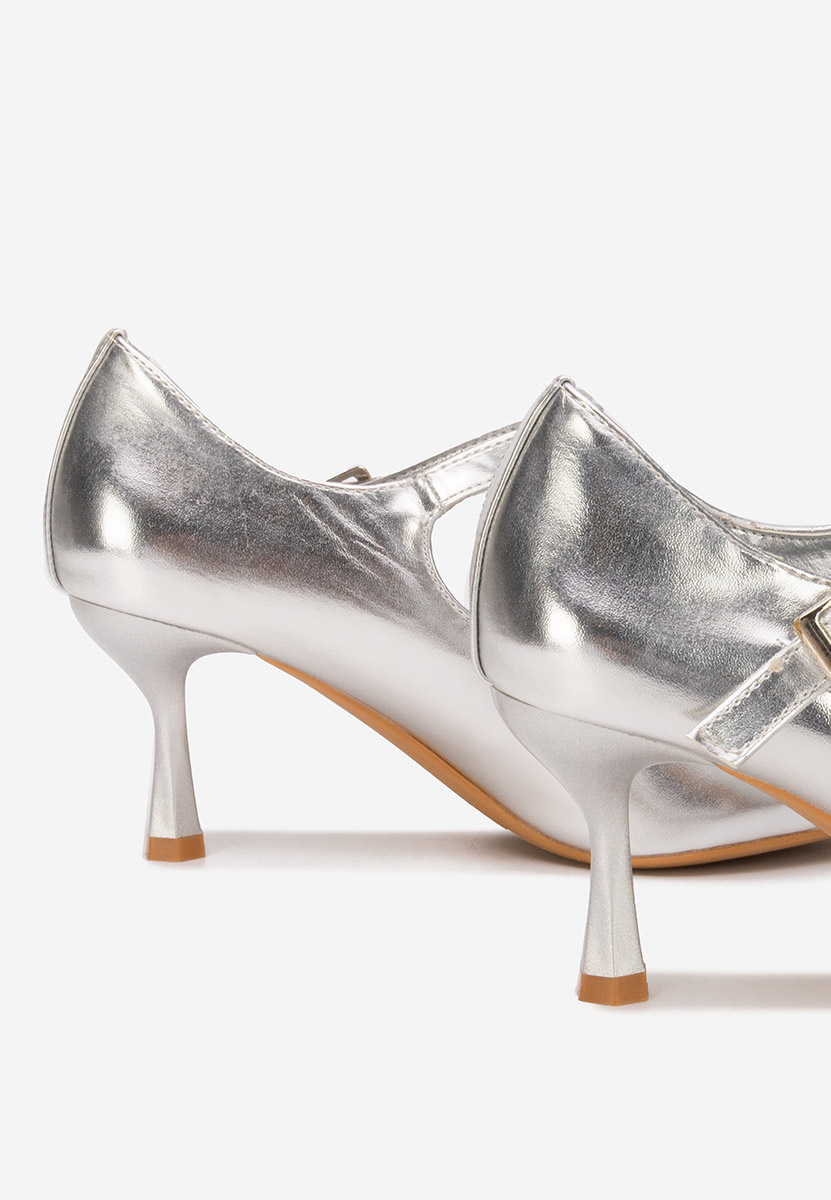 Srebrne czółenka na szpilce Rosilla