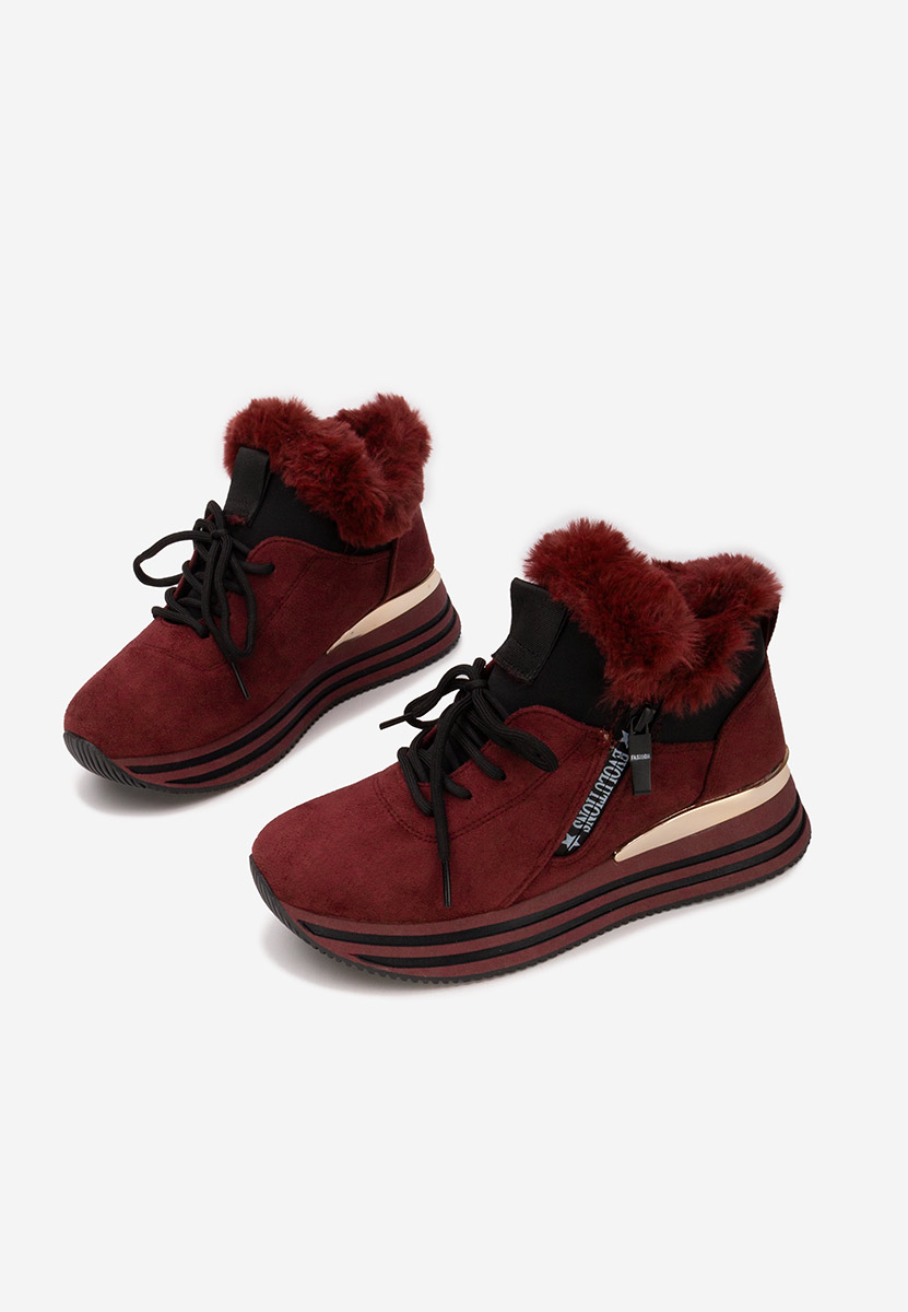Bordowe zimowe sneakersy damskie Axira