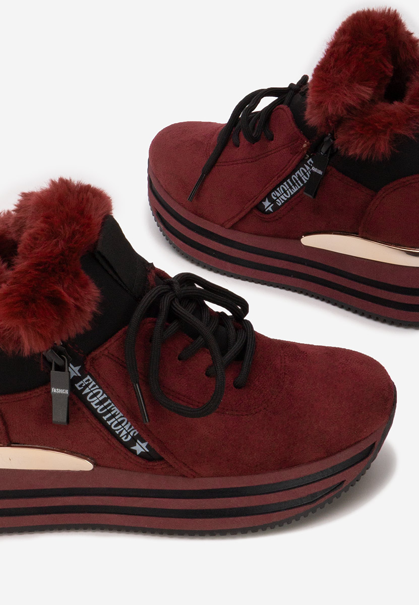 Bordowe zimowe sneakersy damskie Axira