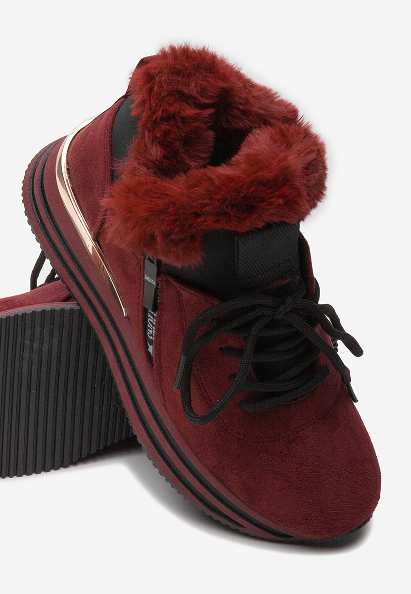 Bordowe zimowe sneakersy damskie Axira