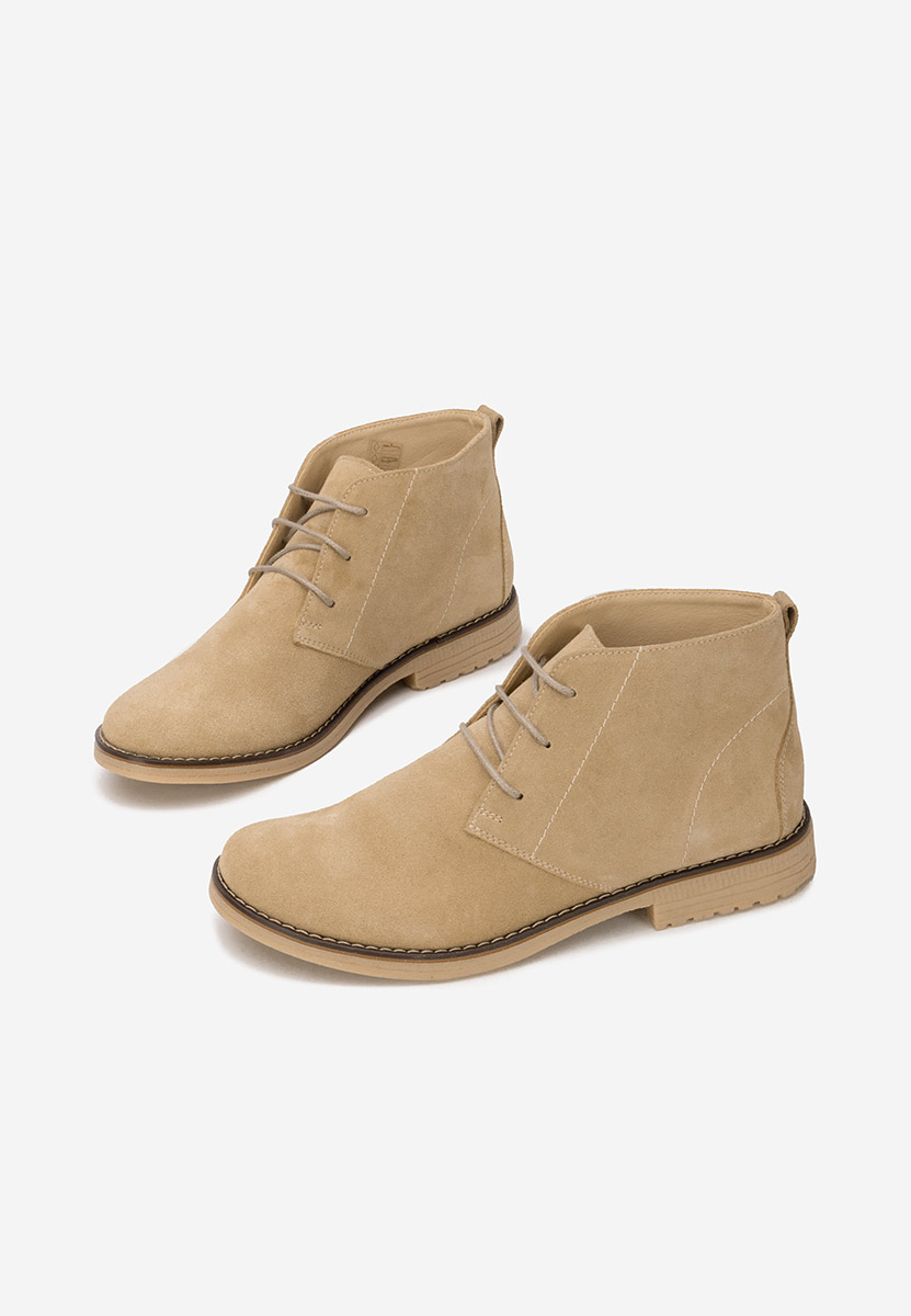 Beżowe botki zamszowe damskie Kalisa V5