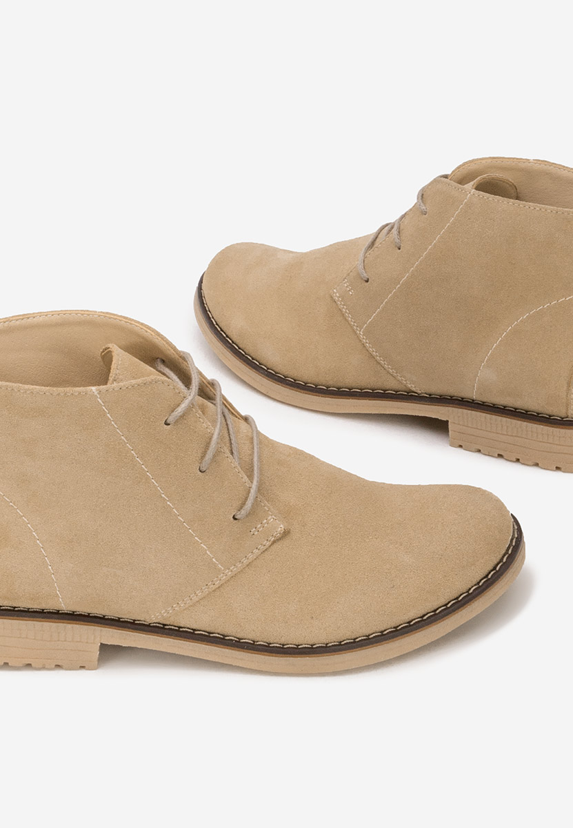 Beżowe botki zamszowe damskie Kalisa V5