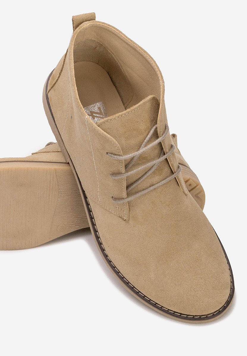 Beżowe botki zamszowe damskie Kalisa V5