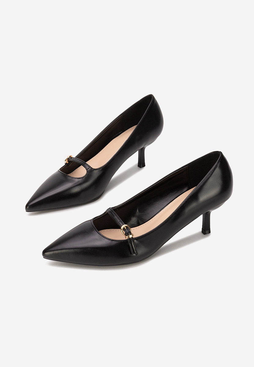 Czarne szpilki na niskim obcasie Rilora