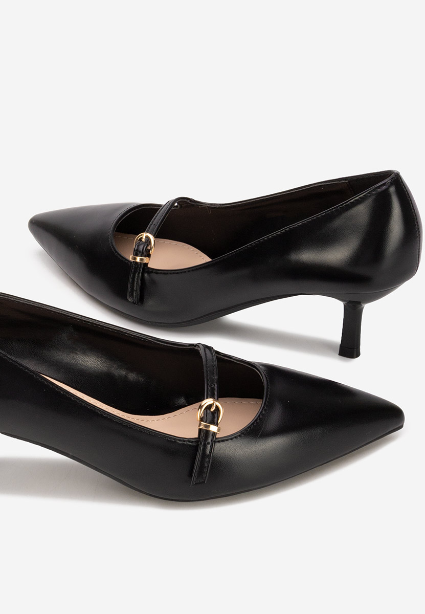 Czarne szpilki na niskim obcasie Rilora