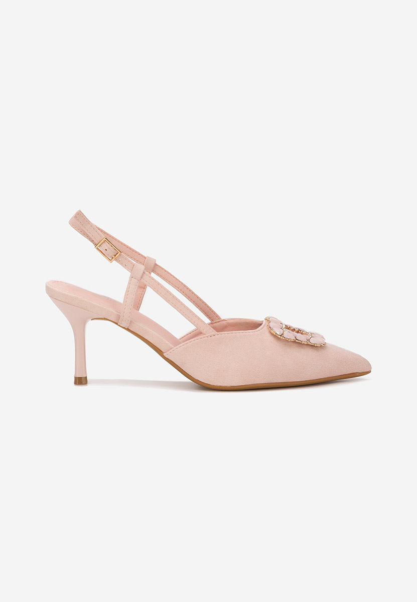 Różowe czółenka na słupku Slingback Castalia
